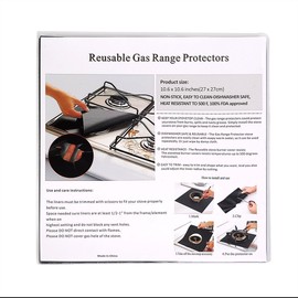 Gas Stove Burner Covers 10 Pack- XZSUN 0.2mm Double Thickness Reusable Gas Range Protectors For Kitchen&Cooking (10.6?x10.6?