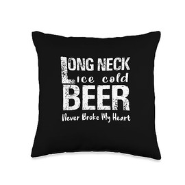 Nadi-Beer Ice Cold Beer with Long Neck has Never Been The Heart Broken Throw Pillow, 16x16, Multicolor