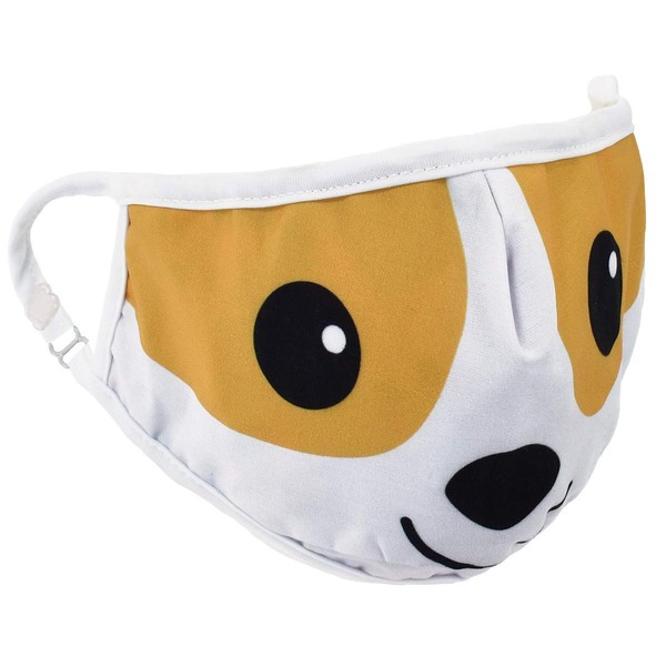 iscream Child's Corgi Puppy Reversible Double Layer Adjustable Ear Strap Face Mask with Pocket