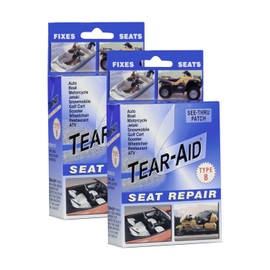 TEAR-AID Vinyl Seat Repair Kit, Type B Clear Patch for Vinyl and Vinyl-Coated Materials, Works On Cars, Motorcycles, Jetski, Boats & More, Blue Box, 2 Pack
