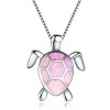 Unbranded Pink & Silver Turtle Necklace and Earring Stud Set