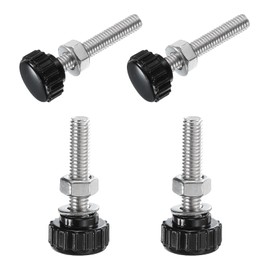 QUARKZMAN 4 Sets Knurled Knobs Knurled Screw Screws with Nuts Washers Metric M6 x 40 mm Thread Length 18 mm Galvanised Carbon Steel Pin Hand Knobs Handles