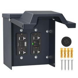 Joinfworld 20 Amp GFCI Outlet with USB＆Type-C Ports, Outdoor Waterproof Outlet Box Lockable Outlet Cover ETL Listed WRTR GFCI Box