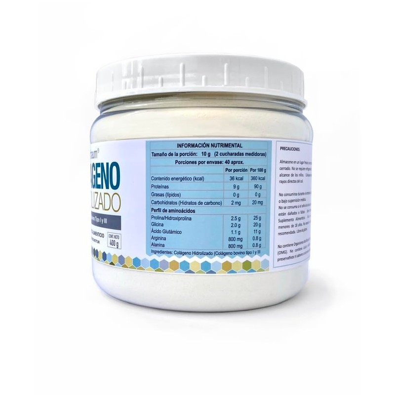 Colgeno Hidrolizado en Polvo 100 Puro, 4 Pack 400 gr.