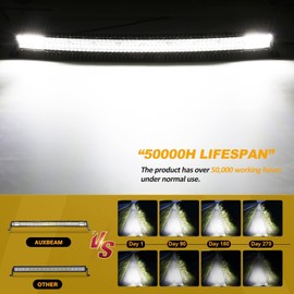 Auxbeam 42 Inch LED Light Bar, 240W Curved Amber White Strobe Lights, 6 Modes Spot Flood Combo Beam Fog Driving Light for Car Jeep Off Road SUV UTV with 10FT Wiring Harness