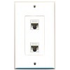 RiteAV - 2 Port Cat5e Ethernet White Wall Plate Decorative