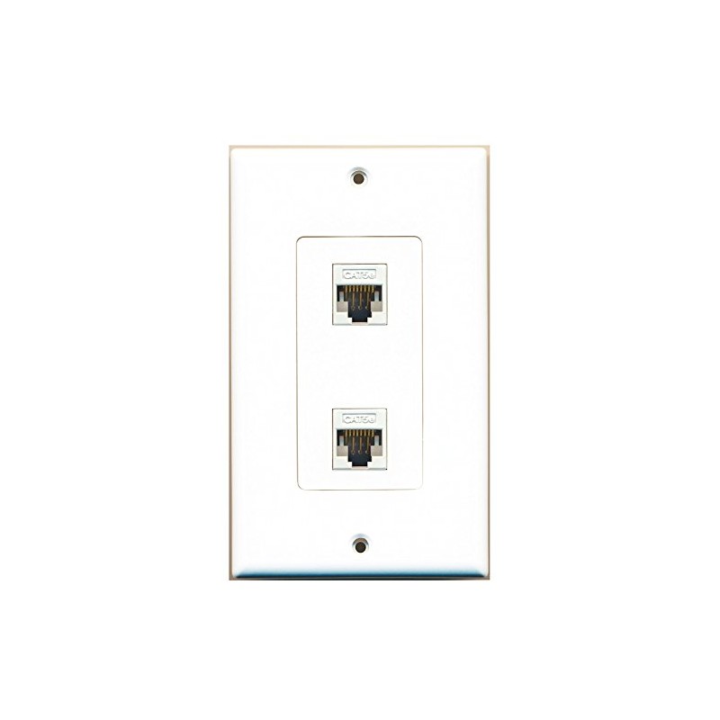 RiteAV - 2 Port Cat5e Ethernet White Wall Plate Decorative