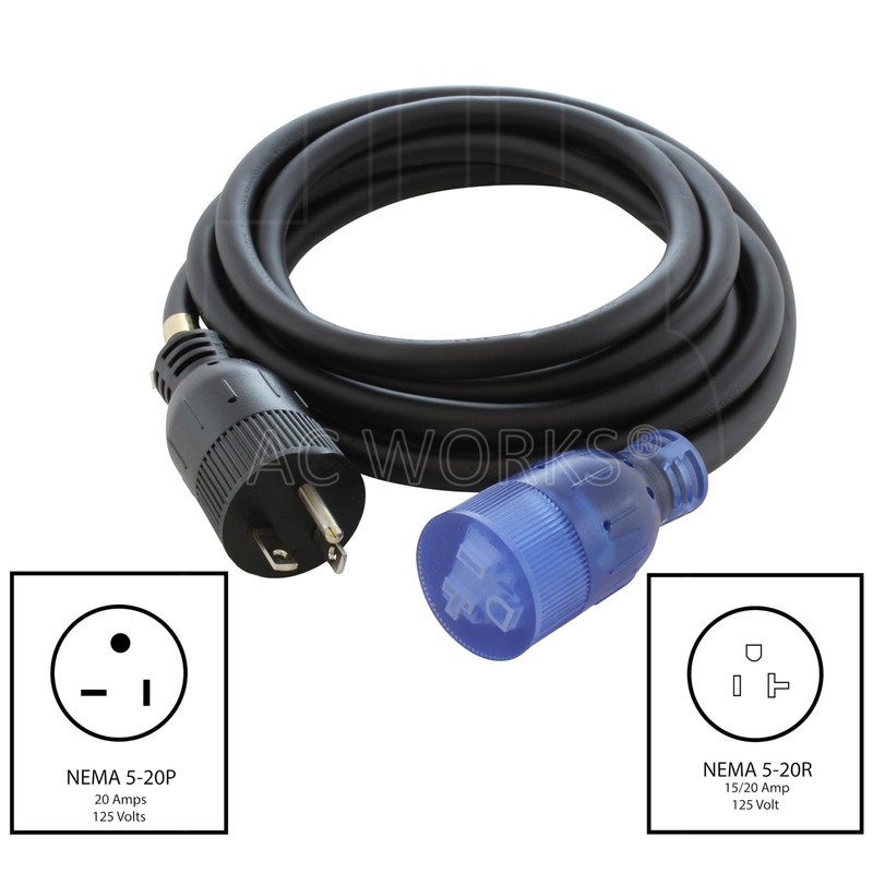 AC WORKS Heavy Duty Durable Extension Cord (10FT NEMA 5-20
