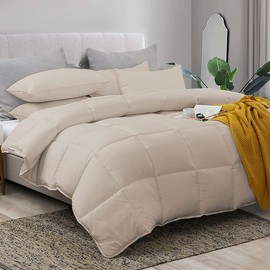 L LOVSOUL Down Alternative California King Comforter Duvet Insert,All Season Duvet Insert with Corner Tabs,Beige Comforter Cal King 108x98Inches