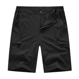 BASUDAM Men's Cargo Hiking Shorts Stretch Quick Dry Lightweight Work Shorts 6 Pockets for Camping Travel Black 40