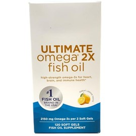 Ultimate Omega 2X - 2150mg Omega-3, Non-GMO, Gluten-Free, Lemon Taste, 120 Softgels