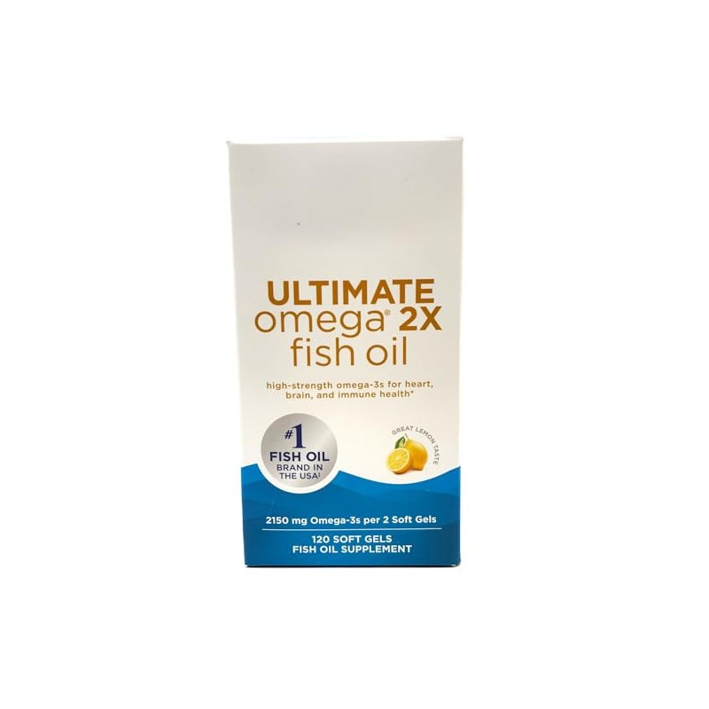 Ultimate Omega 2X - 2150mg Omega-3, Non-GMO, Gluten-Free, Lemon Taste,