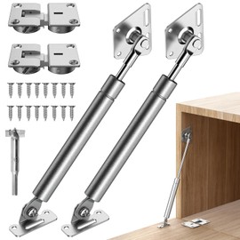 Drop Down Gas Struts,Gas Spring Hinge,for Cabinet and Desk Downward Flap Slowly Down,with 90 Degree Page Turning Axis,Only Open Down The Door (Silver-2PCS)