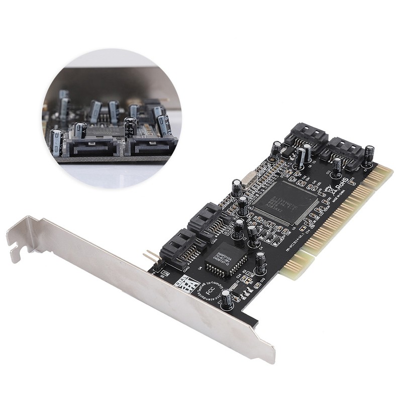 PCI 16X to 4-port SATA Riser Card 5Gbps Sil3114 Master