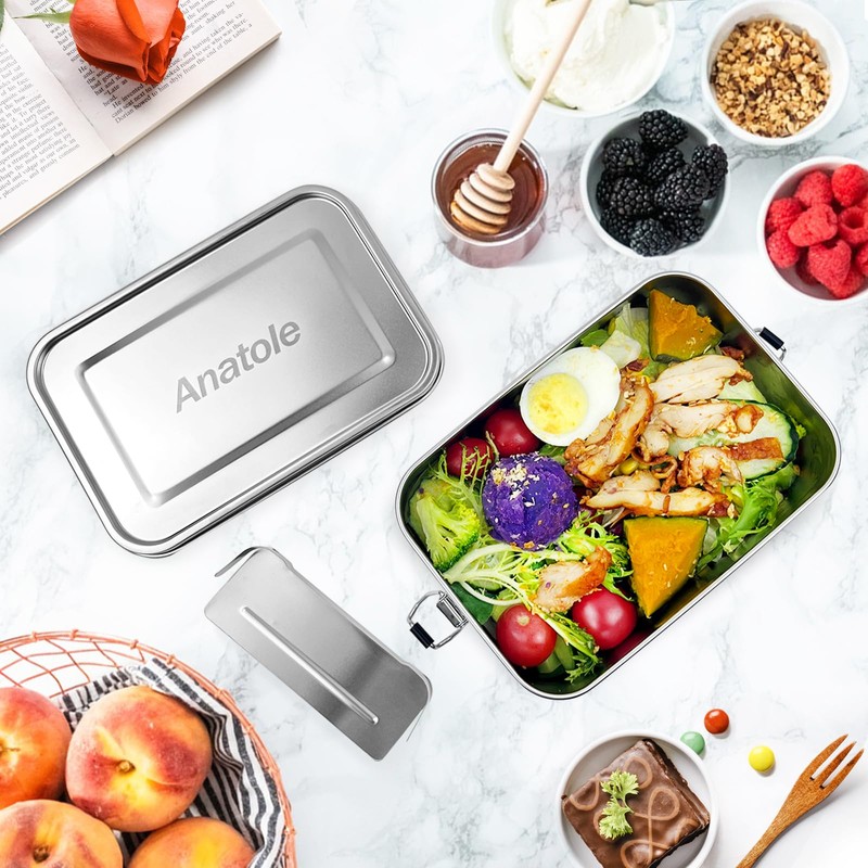 Anatole 304 Stainless Steel Bento Box 47oz 1400ml Leak-Proof Lunch