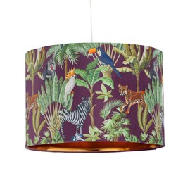 firstchoicelighting Safari Jungle Design Velvet Easy Fit Ceiling Pendant Lightshade or Table Lamp Shade, Diameter 30cm