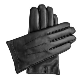 Downholme Men's Vegan Faux Leather Gloves with Warm Lining - Touch Screen Compatible, black