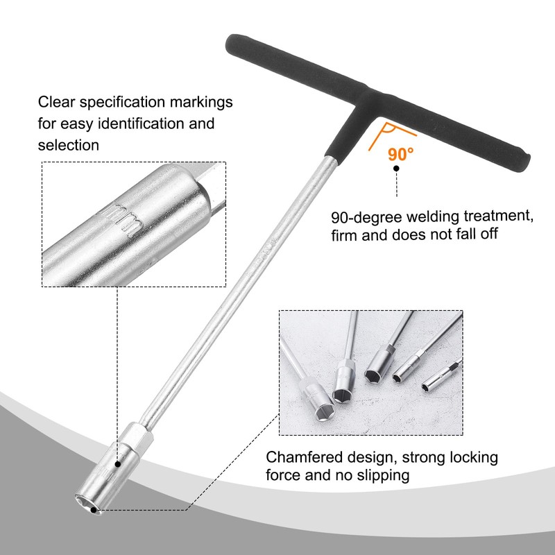 HARFINGTON T-Handle Metric Socket Wrench 12mm CR-V 6-Point Hex Hexagon