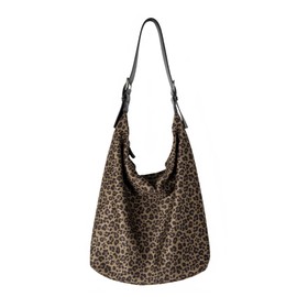 buyborgood Women's Suede Shoulder Bag Leopard Print Purse Slouchy Animal Tote Bag (Olive Green)