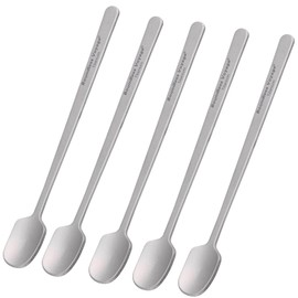 iBasingo Titanium Coffee & Espresso Spoons Set 5-Pack Mini Spoon Ultra Lightweight, Rustproof & Dishwasher Safe Stirring Spoons for Coffee, Tea, Cocoa (13cm Titanium Color Ti1134T)