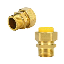 2 Pack 1/2'' CSST Male NPT Gas Line Fitting Grill Propane Conversion Connector Kit Brass Natural Gas Quick Connect Male Adapter for Gas Line (1/2“)