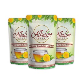Dandelion Leaf Tea or Diente De Leon - 100% Organic and Alkaline - 15 Unbleached/Chemical-Free Dandelion Tea Bags - Pack of 3 - Caffeine-Free, No GMO