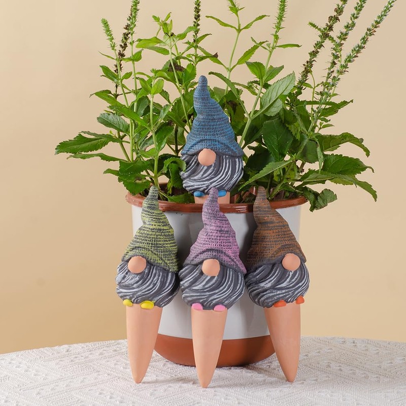 4 Pack Terracotta Watering Spikes, Vacation Self-Watering Planters Devices -