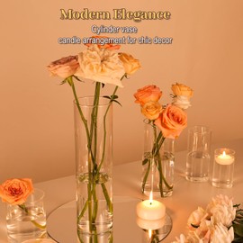 TBWIND 12Pcs Glass Cylinder Vases 12 Inch Tall Clear Vases for Centerpieces Wedding Decoration, Clear Glass Flower Vases Hurricane Floating Candle Holder for Party Table Home Decor