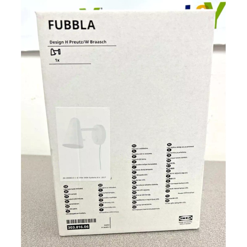 IKEA Wall Mount Lamp White LED Fubbla 303.816.06