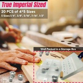 20PCS Stainless Steel Dowel Pin Centers Drilling Hole Tool Set with Sharp Point for Woodworking Tools, Solid Dowel and Tenon Center Transfer Plugs (5 Sizes of 1/4" 3/8" 5/16" 7/16" 1/2") by MinliGUY