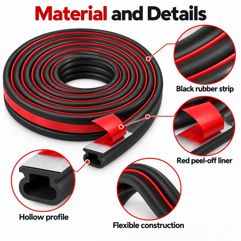 6M Self-Adhesive Door & Window Seal Strip – Hollow TPE