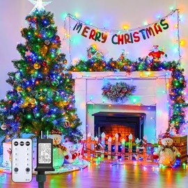 Minetom 328 Ft 1000 LED Christmas Tree Lights Outdoor Indoor String Lights with 8 Modes Waterproof Twinkle Xmas Light with Remote, Plug in Rice Lights for Tree Room Christmas Decorations, Multicolor