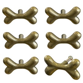 KYIEN Cute Dog Bone Cabinet Knobs, 6Pcs Bronze Single Hole Drawer Pull, Playful Pet Handles for Dog-Themed Dresser Closet Cupboard Wardrobe Laundry Room Bathroom Kitchen(Zinc Alloy)