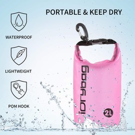 Clear Dry Bag Waterproof Floating 2L/5L/10L, Lightweight Dry Sack Water Sports, Marine Waterproof Bag Roll Top for Kayaking, Fishing, Boating, Canoeing, Swimming, Hiking, Camping, Rafting