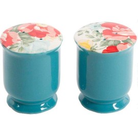 The Pioneer Woman Vintage Floral Ceramic Salt and Pepper Shaker Set,red, white, green