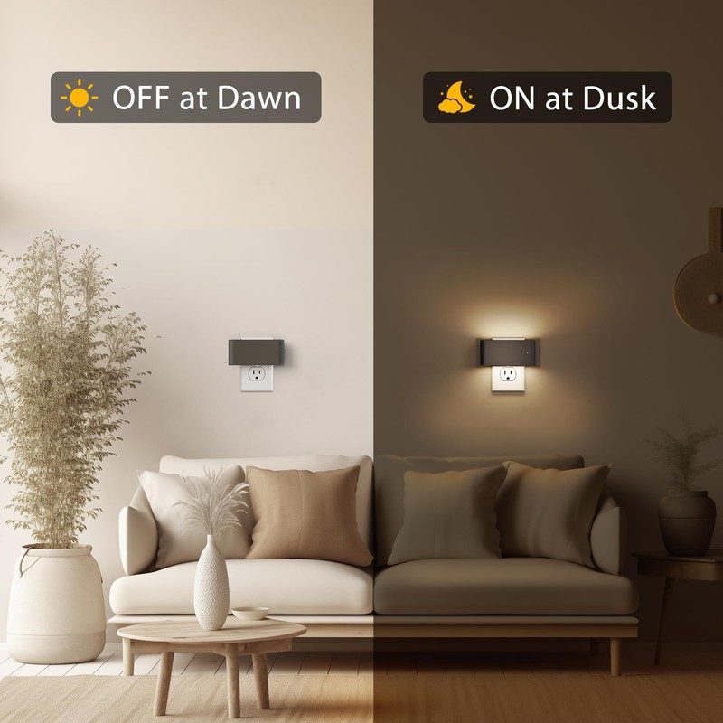 Briignite Night Lights Plug into Wall, 2 Pack, LED Night