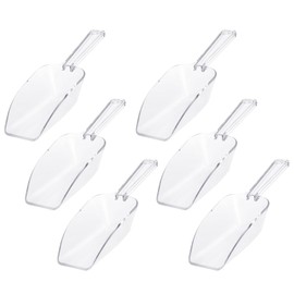 OJIOUI 6 Pcs Ice Scoop Candy Buffet Containers Scoopers Clear Plastic Kitchen Scoop for Popcorn Cookie Candy Buckets Podpocket Acrylic Large Scoop for Bar Party Wedding Freezer Dry Goods (6, Clear)