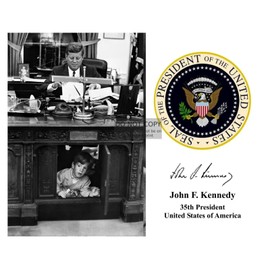 PRESIDENT JOHN F. KENNEDY JFK PRESIDENTIAL SEAL AUTOGRAPHED 8X10 PHOTOGRAPH