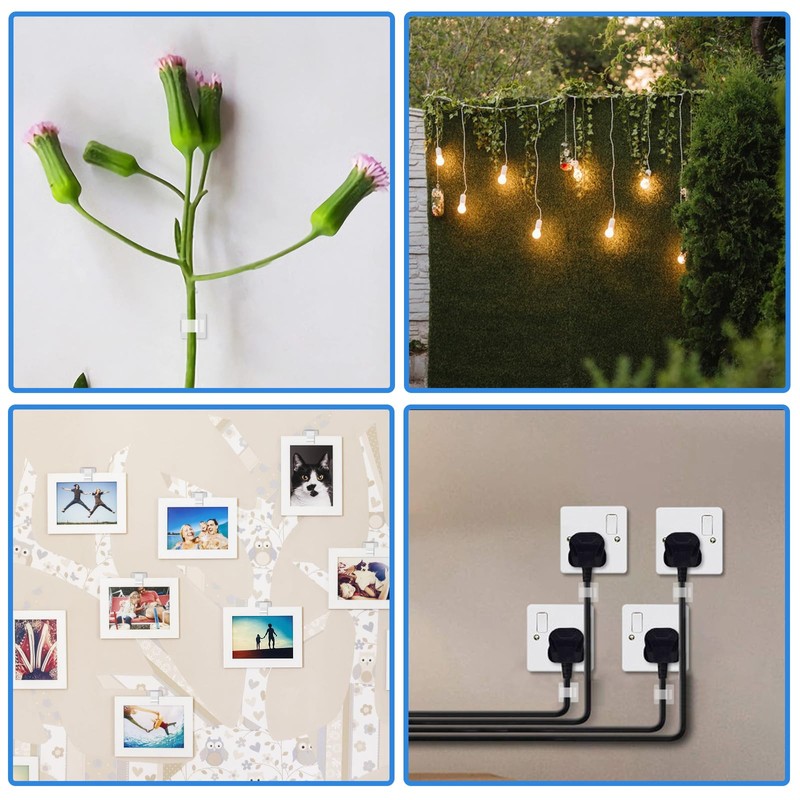 PETKNOWS 80 PCS Adhesive Cable Clips Christmas Clear Light Strip