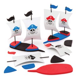 Baker Ross Pirate Ship Craft Sets (Pack of 3) - Craft Idea for Children to Assemble and Play, Assorted
