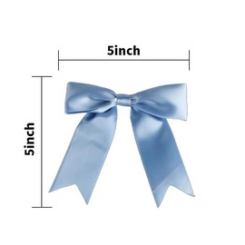 Meseey 50 Pcs 5 Inches Twist Tie Satin Ribbon Bows Pretied Premade Craft Bows for Treat Bags Gift Wrapping Basket Wedding Baby Shower Brithday Christmas Party (Dusty Blue)