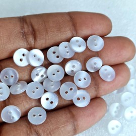 MajorCrafts® 80pcs 9mm Clear White Pearlescent 2 Holes Small Round Resin Sewing Buttons