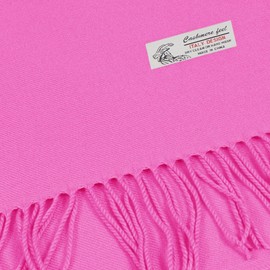 Plain Solid Color Cashmere Feel Classic Soft Luxurious Winter Scarf For Men Women (Hot Pink)