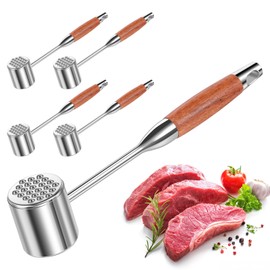 5PC 1.1Lb Dual-Side Meat Tenderizer Hammer, Heavy Duty Mallet with Wood Handle for Kitchen,Heavy Duty Pounder For Tenderizing Steak,Meat Tenderizer Mallet Ideal for Tenderizing Steak,Chicken,Beef