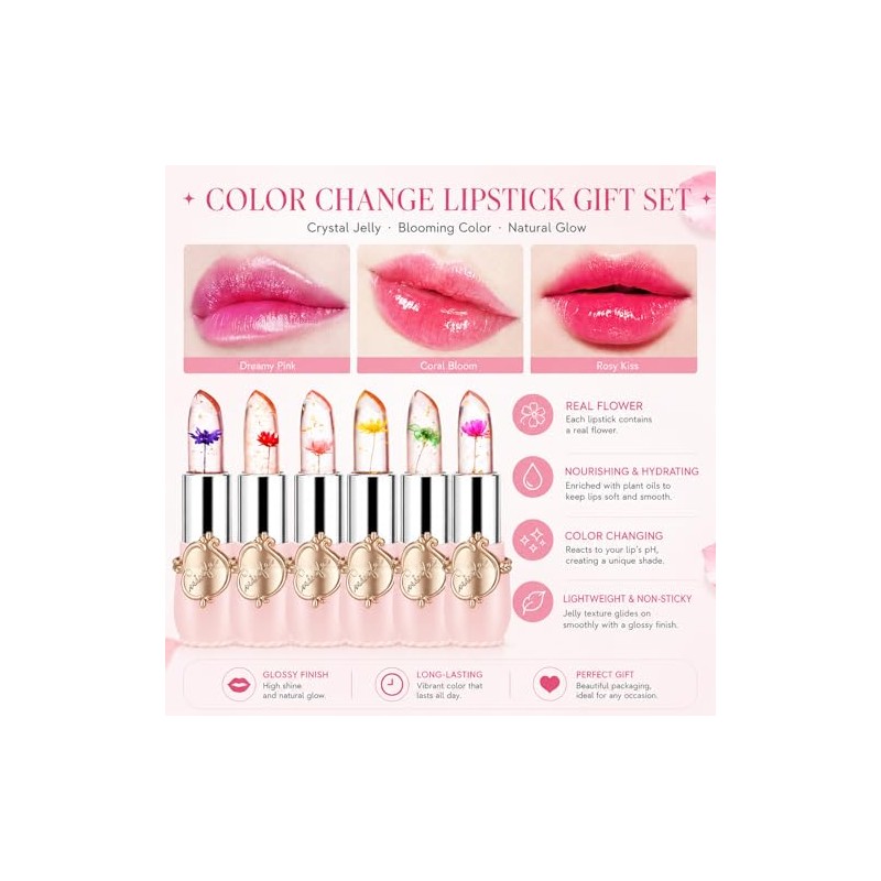 FirstFly - Juego de 6 lápices labiales nutritivos de larga