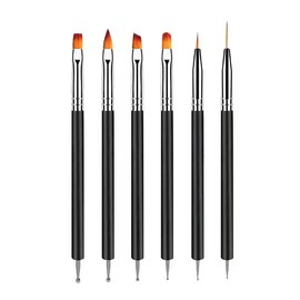 Metallic Nail Art Brushes Set, 6Pcs Double-Ended Thin Detail Art brush Liner,Nail Liner Brush, Nail Dotting Drawing Tool, UV Gel Polish Painting Tool,Nail Art Design Pen