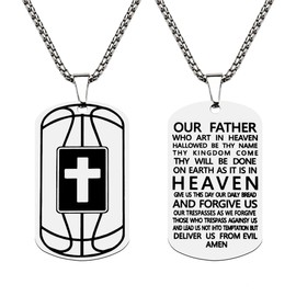Basketball Cross Necklace for Men with Bible Verse Christian Gifts for Adults Teens Basketball Lovers Gift Ideas Catholic Confirmation Baptism Gifts for Basketball Players Fans Sports Accessories