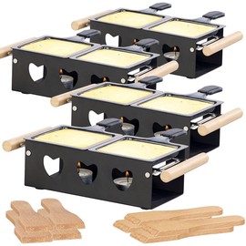Rosenstein & Söhne Raclette without electricity: set of 4 tea light raclette for 2 people, with scrapers and tea lights (barbecues with tea lights, foldable, grill)
