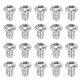 PATIKIL 1/4-20x3/8" Button Head Socket Cap Screws, 20 Pcs 304 Stainless Steel 18-8 Socket Cap Screw Bolts Allen Hex Drive Full Thread Fine Thread UNC