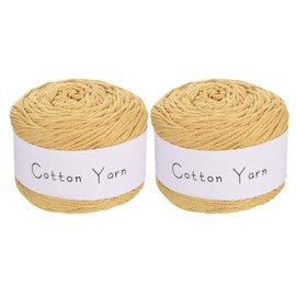 MECCANIXITY 2 Skein Cotton Yarn, 100% Cotton Chunky Yarn for Hand Knitting, Blanket Yarn for Crocheting Each of 204g/7.20oz(Per Skein 150m/164 Yard)/Dark Yellow